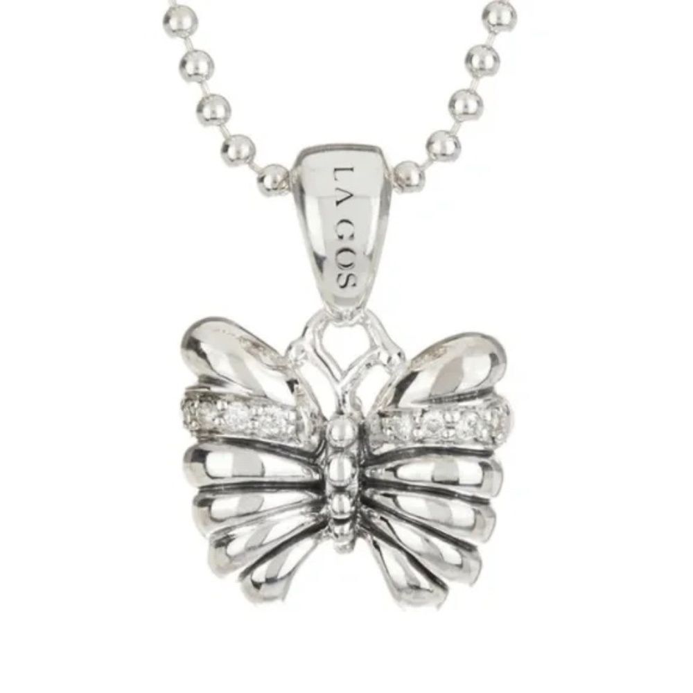 LAGOS Sterling Silver & Diamond 0.06ctw Butterfly Pendant Necklace